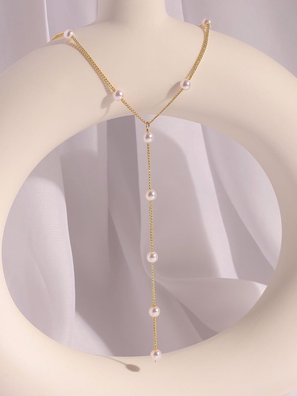 14k Gold Plated Dainty Pearl Necklace
